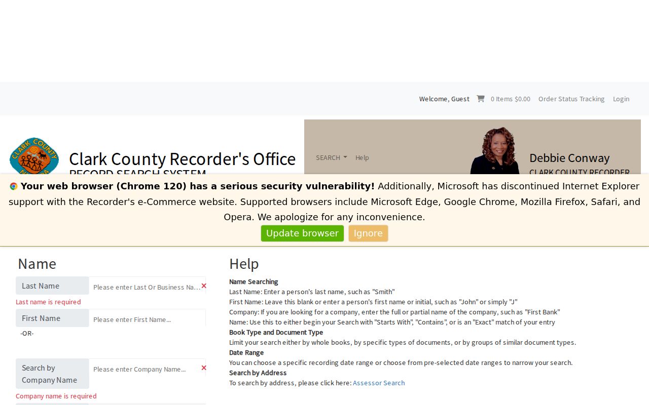 Clark County people search grantor grantee record form