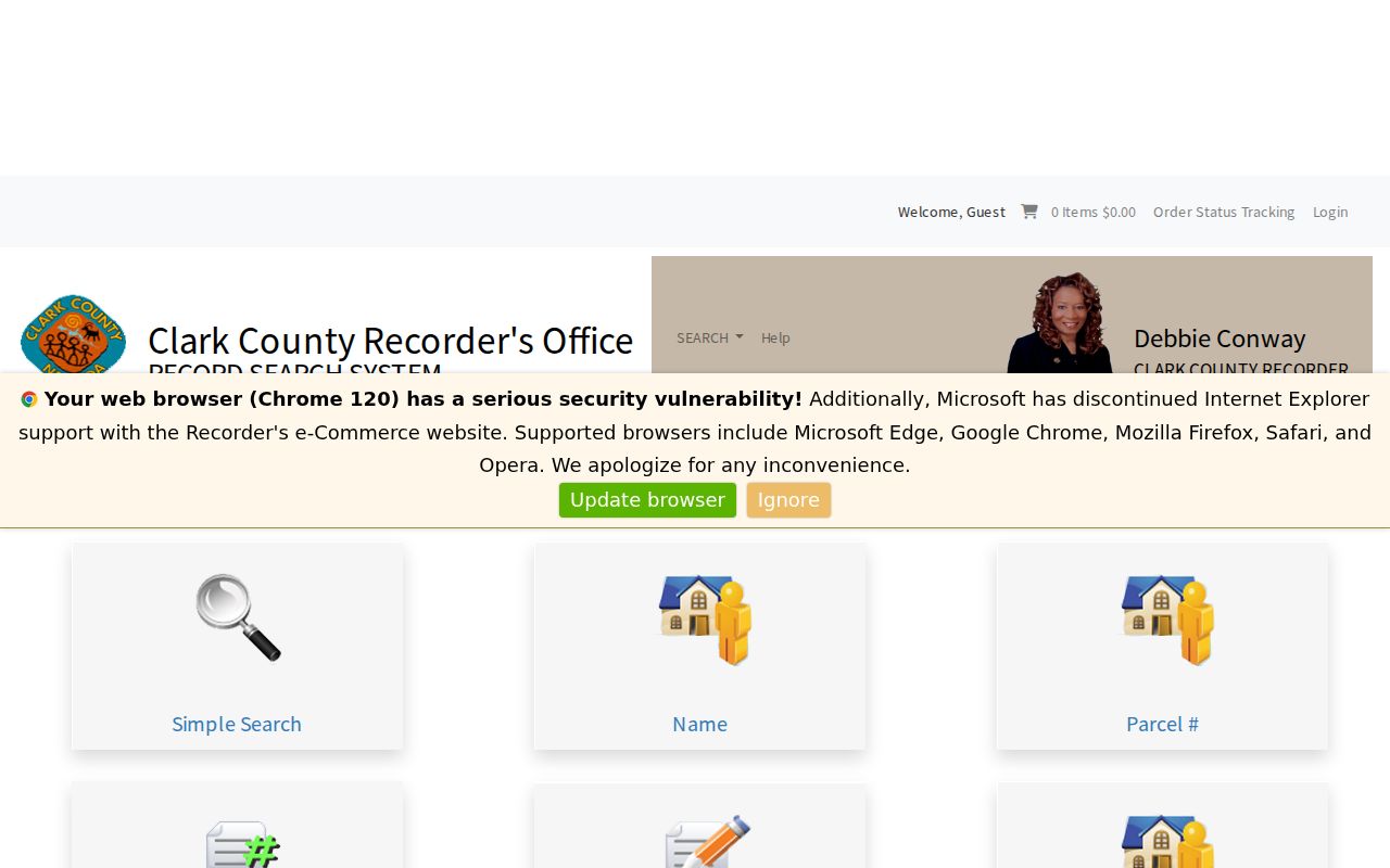 Clark County people search Recorder records menu