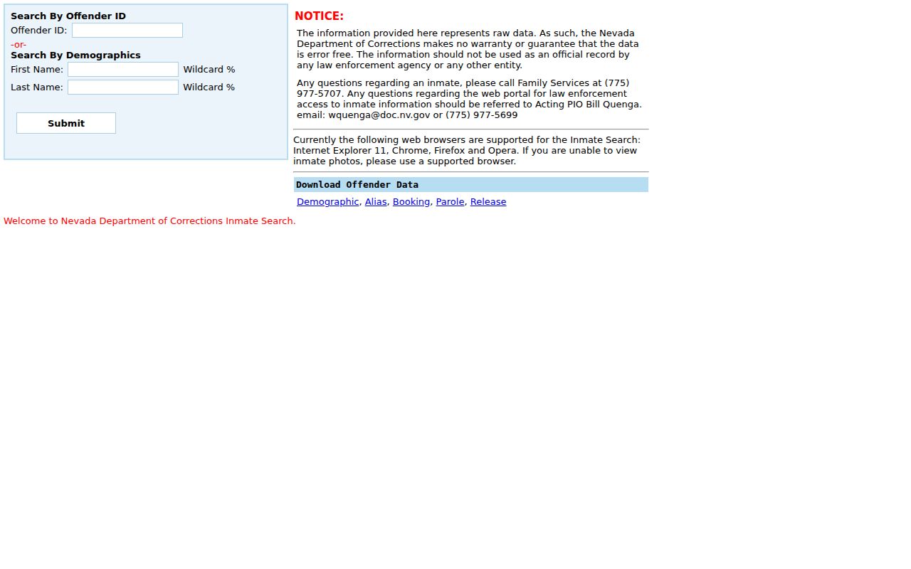 Clark County people search Nevada offender records form